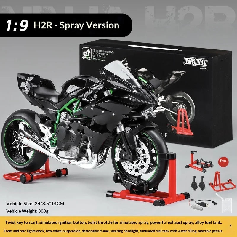 Kawasaki Ninja H2R 1:9 Scale Dynamic Model - Smoke Effect Alloy Motorcycle in Gift Box, Collector‘s Edition Cars
